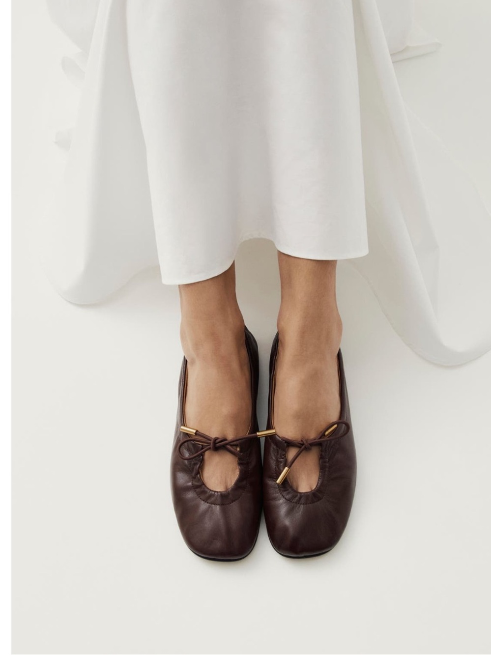 ALOHAS Rosalind Brushed Brown Leather Ballet Flats